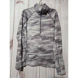 Under Armour ColdGear Woman XL Grey Camo 1/4 Zip Pullover Thumbholes Fitted